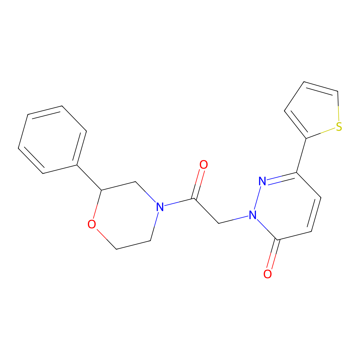 2-[2-oxo-2-(2-phenylmorpholino)ethyl]-6-(2-thienyl)-3(2H)-pyridazinone molecular structure, CAS 1246057-17-9