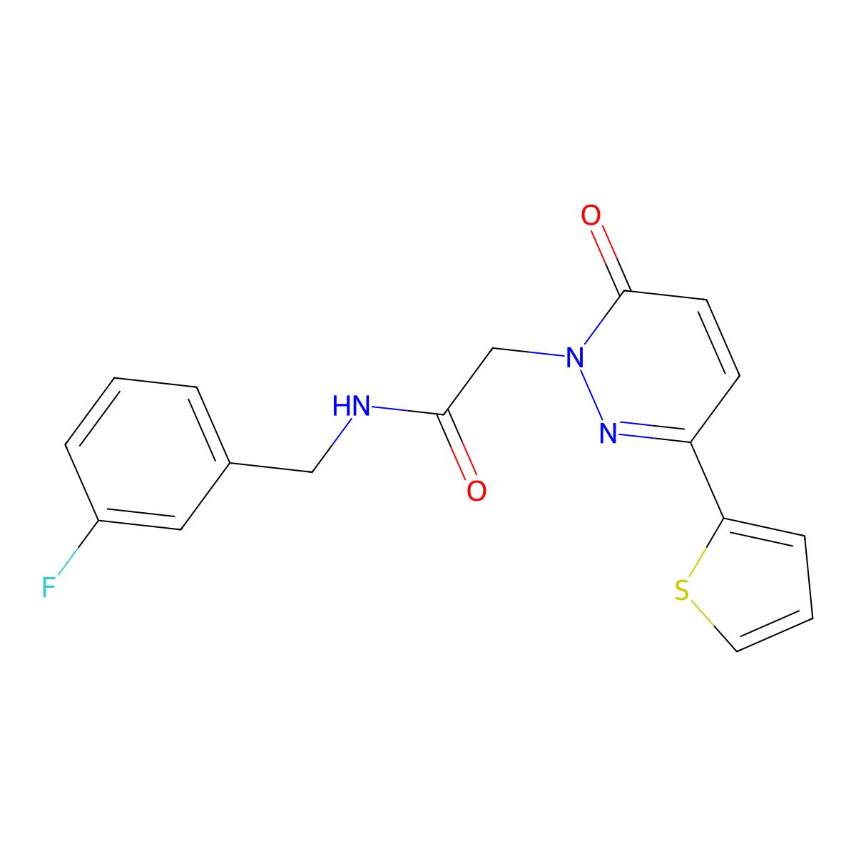 N-(3-fluorobenzyl)-2-[6-oxo-3-(thiophen-2-yl)pyridazin-1(6H)-yl]acetamide molecular structure, CAS 1246057-21-5