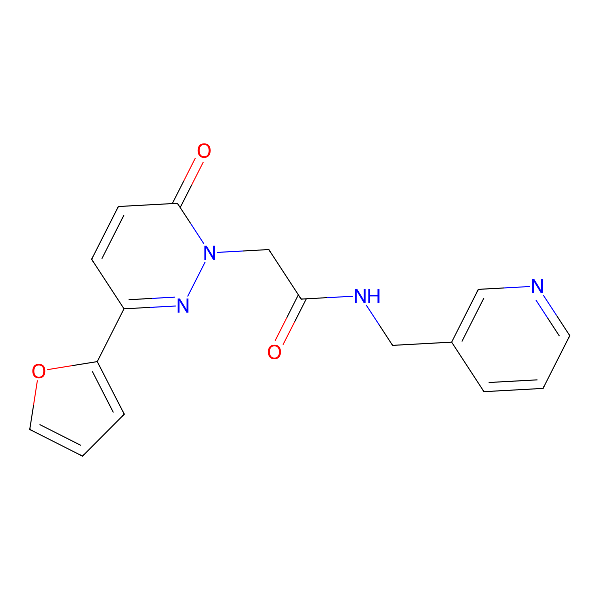 2-[3-(2-furyl)-6-oxo-1(6H)-pyridazinyl]-N~1~-(3-pyridylmethyl)acetamide molecular structure, CAS 1246057-29-3