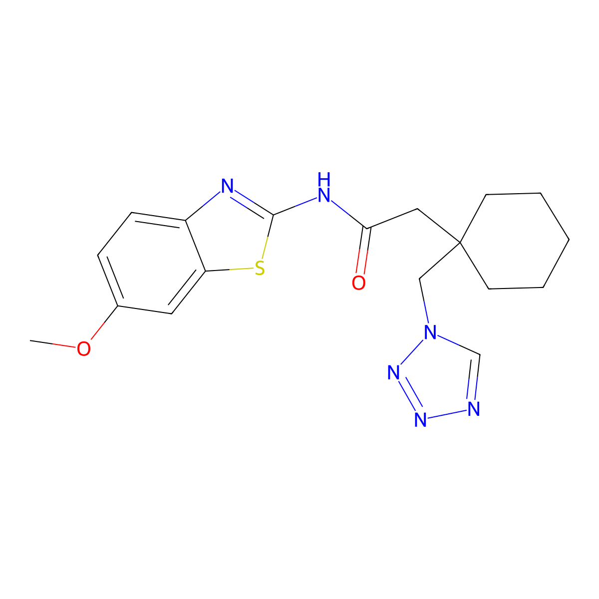 N-[(2Z)-6-methoxy-1,3-benzothiazol-2(3H)-ylidene]-2-[1-(1H-tetrazol-1-ylmethyl)cyclohexyl]acetamide molecular structure, CAS 1246057-35-1