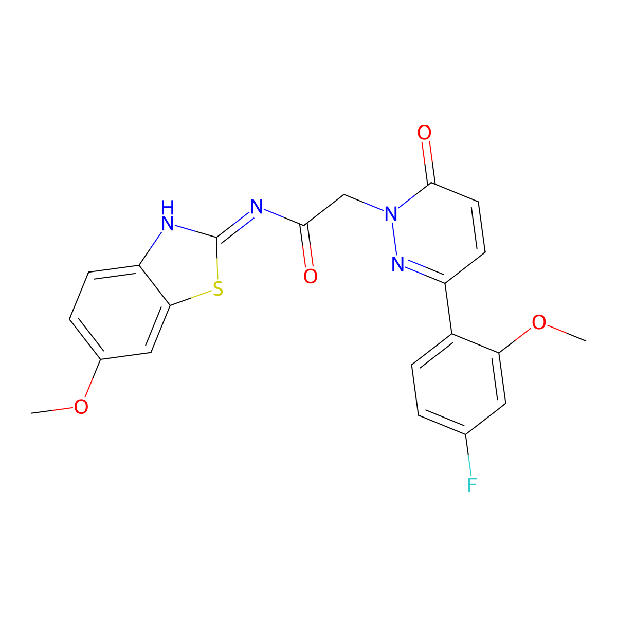 2-[3-(4-fluoro-2-methoxyphenyl)-6-oxopyridazin-1(6H)-yl]-N-[(2Z)-6-methoxy-1,3-benzothiazol-2(3H)-ylidene]acetamide molecular structure, CAS 1246057-75-9
