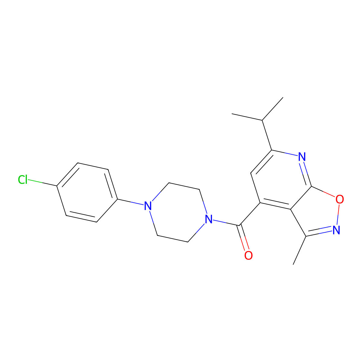 [4-(4-Chlorophenyl)piperazino](6-isopropyl-3-methylisoxazolo[5,4-b]pyridin-4-yl)methanone molecular structure, CAS 1246057-84-0