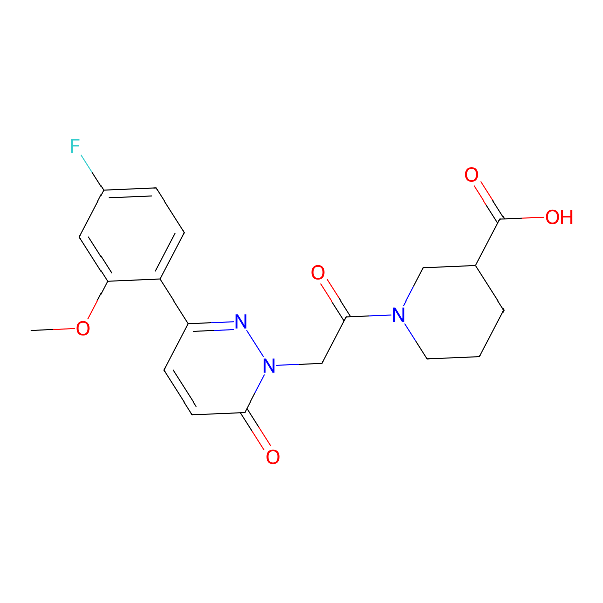 1-{[3-(4-fluoro-2-methoxyphenyl)-6-oxopyridazin-1(6H)-yl]acetyl}piperidine-3-carboxylic acid molecular structure, CAS 1246058-09-2