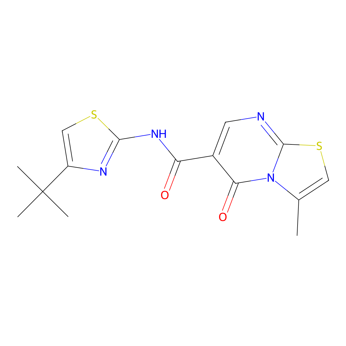 N-[(2Z)-4-tert-butyl-1,3-thiazol-2(3H)-ylidene]-3-methyl-5-oxo-5H-[1,3]thiazolo[3,2-a]pyrimidine-6-carboxamide molecular structure, CAS 1246058-61-6