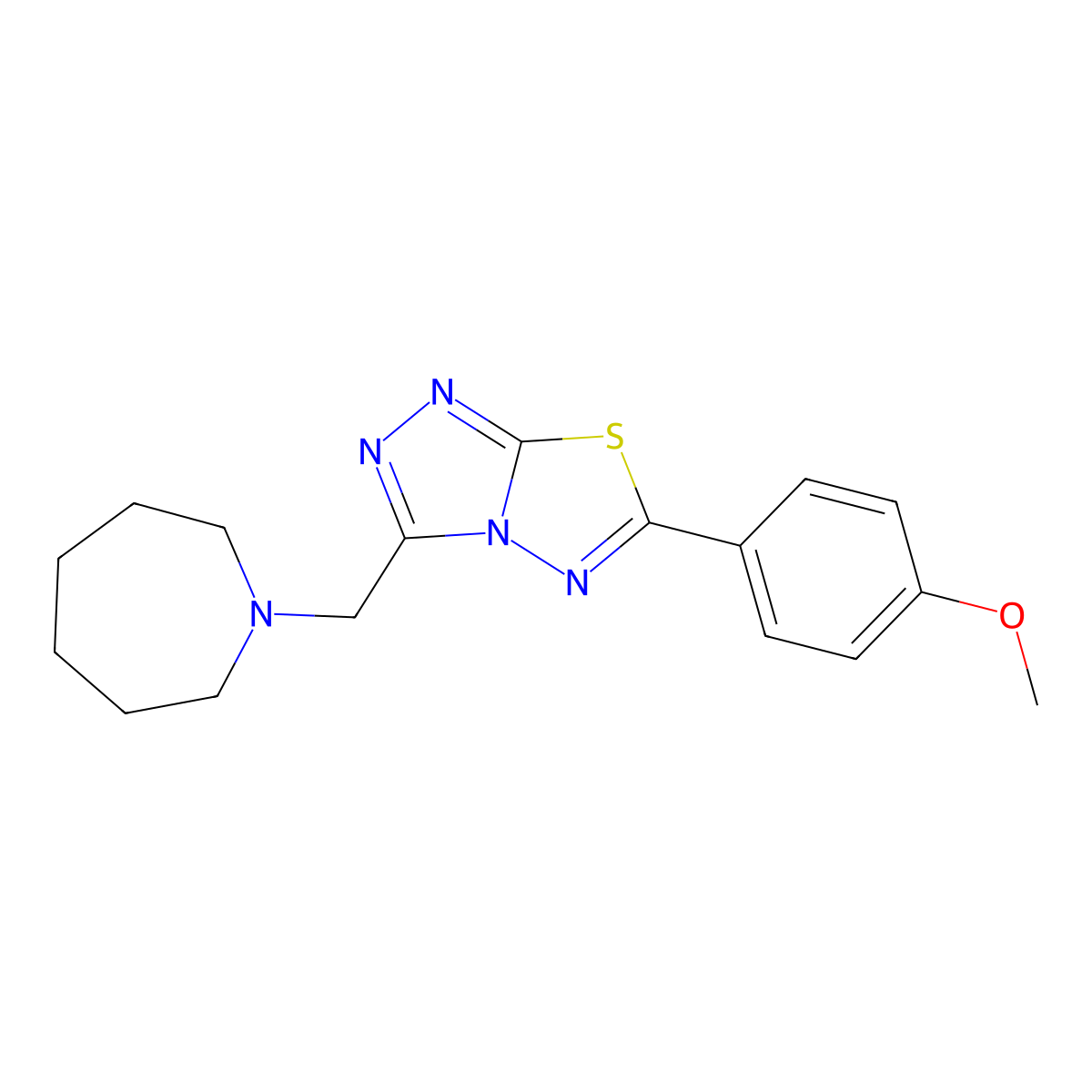 3-(Azepan-1-ylmethyl)-6-(4-methoxyphenyl)[1,2,4]triazolo[3,4-b][1,3,4]thiadiazole molecular structure, CAS 1246059-11-9