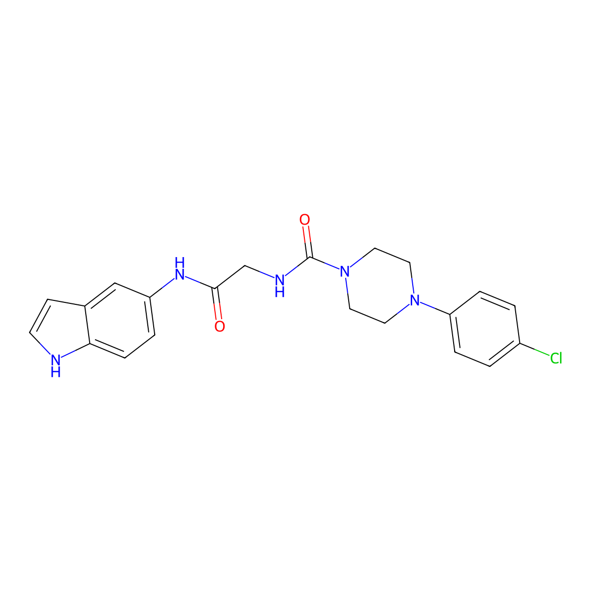 4-(4-chlorophenyl)-N-[2-(1H-indol-5-ylamino)-2-oxoethyl]piperazine-1-carboxamide molecular structure, CAS 1246059-31-3