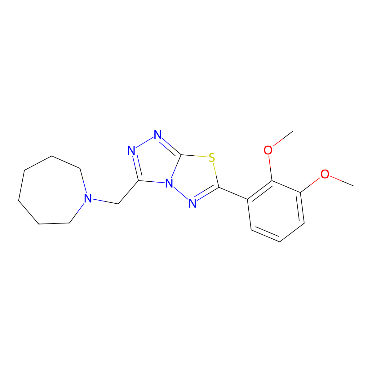 3-(1-Azepanylmethyl)-6-(2,3-dimethoxyphenyl)[1,2,4]triazolo[3,4-b][1,3,4]thiadiazole molecular structure, CAS 1246059-52-8
