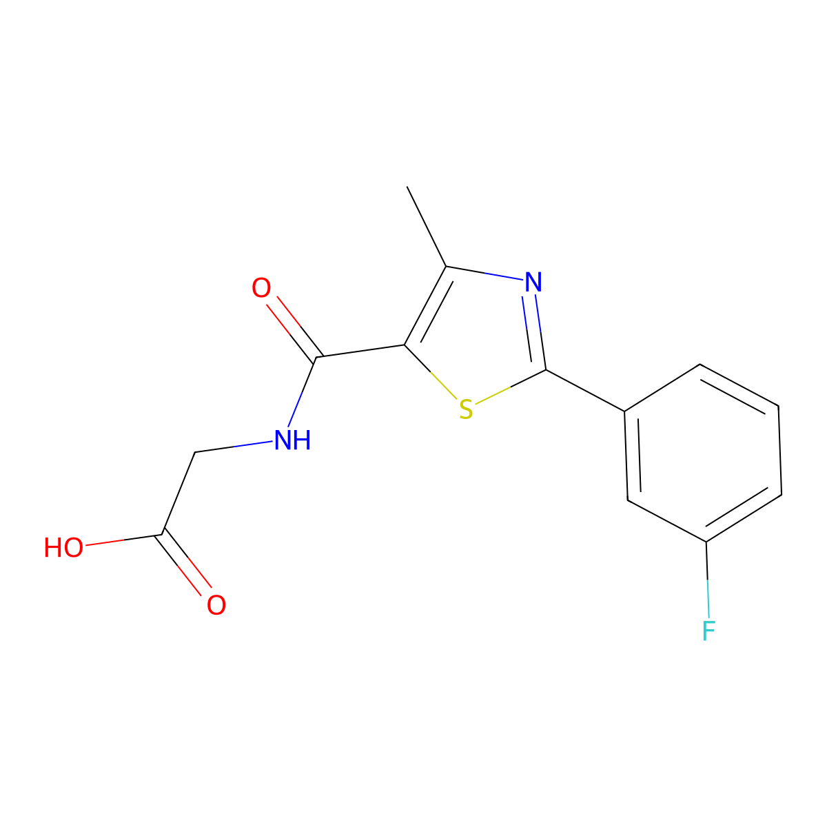 N-{[2-(3-fluorophenyl)-4-methyl-1,3-thiazol-5-yl]carbonyl}glycine molecular structure, CAS 1246059-63-1