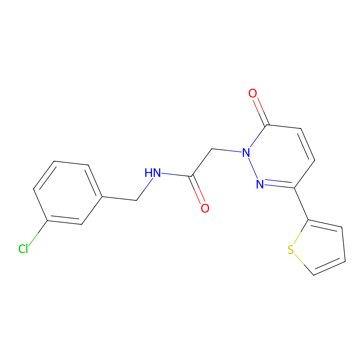 N-(3-chlorobenzyl)-2-(6-oxo-3-(thiophen-2-yl)pyridazin-1(6H)-yl)acetamide molecular structure, CAS 1246059-73-3