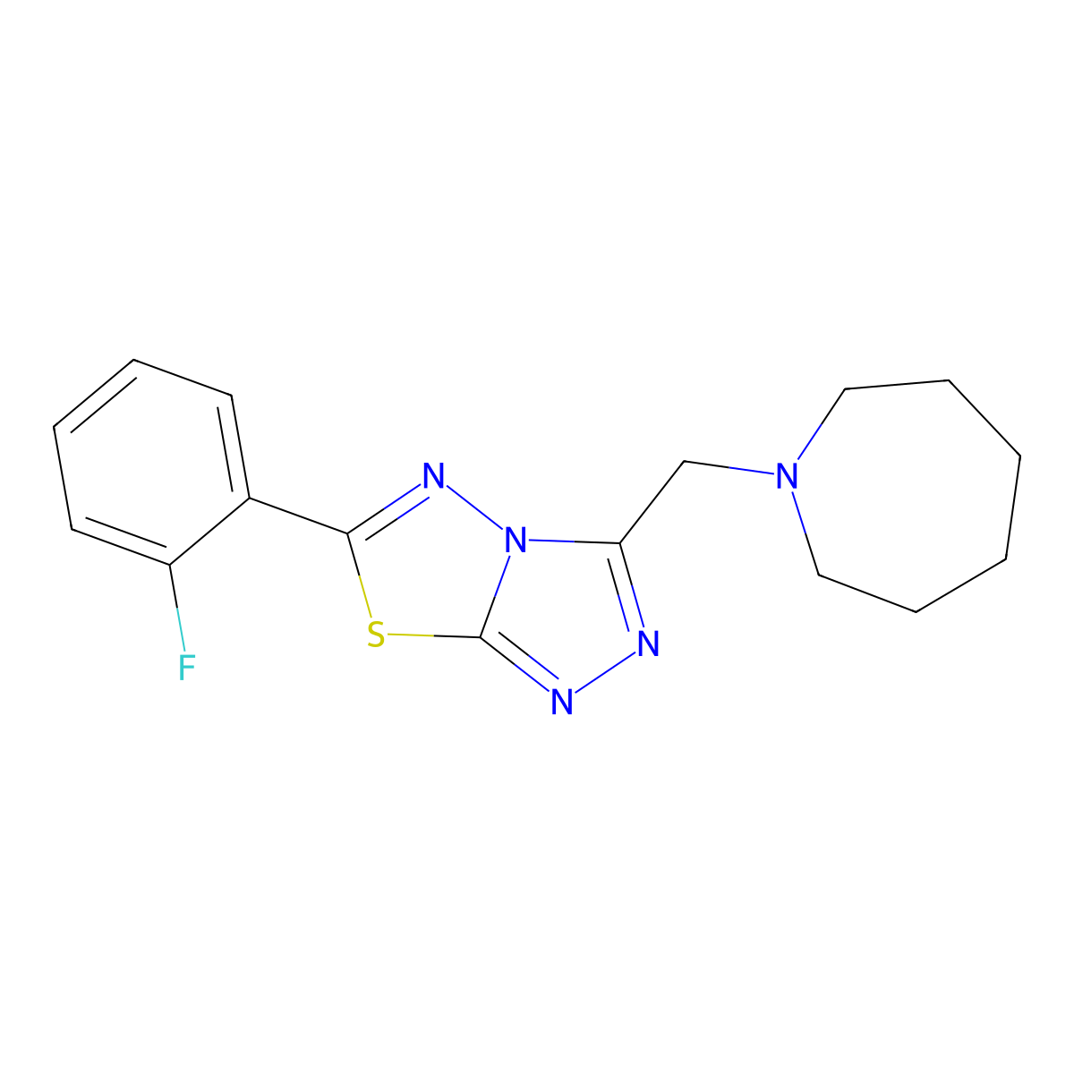 3-(1-Azepanylmethyl)-6-(2-fluorophenyl)[1,2,4]triazolo[3,4-b][1,3,4]thiadiazole molecular structure, CAS 1246059-78-8