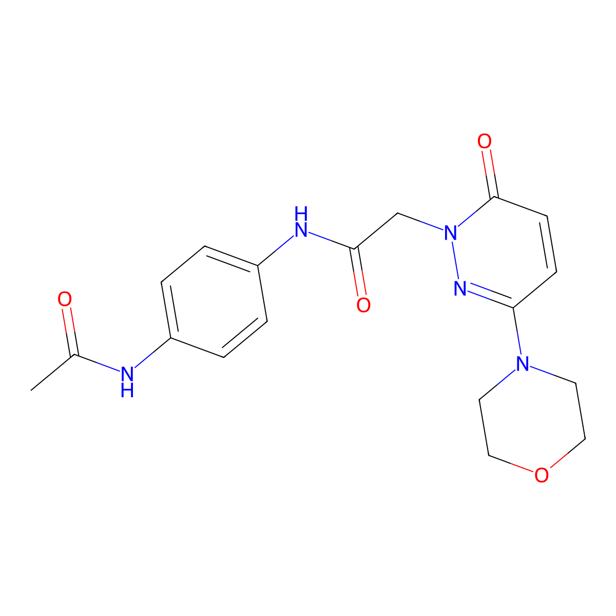 N-[4-(acetylamino)phenyl]-2-[3-(morpholin-4-yl)-6-oxopyridazin-1(6H)-yl]acetamide molecular structure, CAS 1246060-01-4