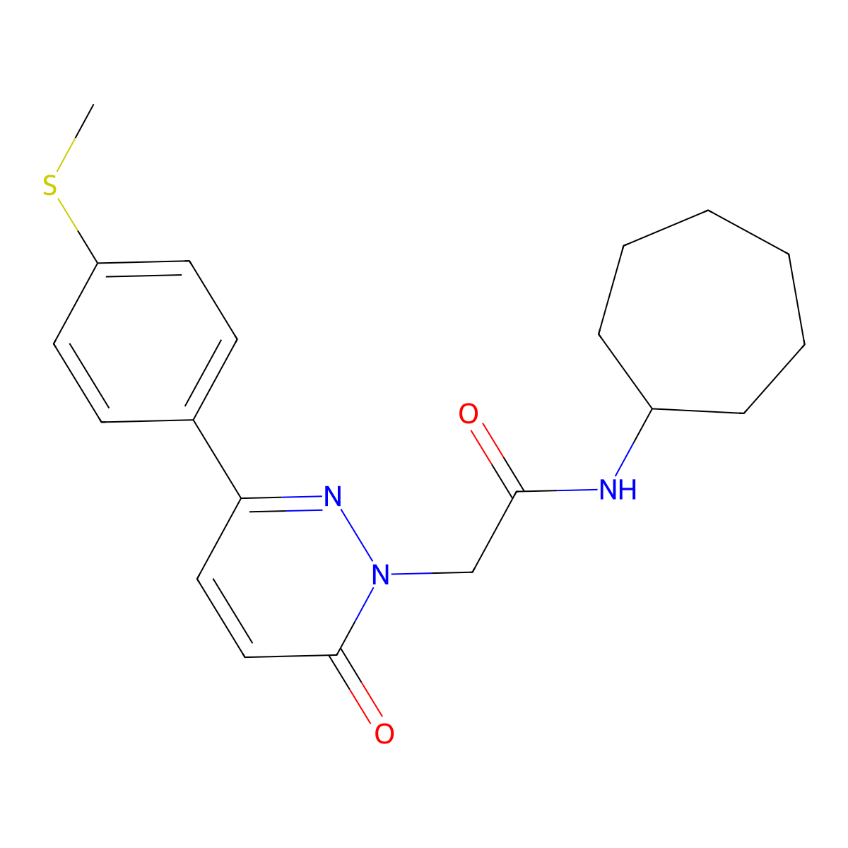 N-cycloheptyl-2-{3-[4-(methylsulfanyl)phenyl]-6-oxopyridazin-1(6H)-yl}acetamide molecular structure, CAS 1246060-16-1