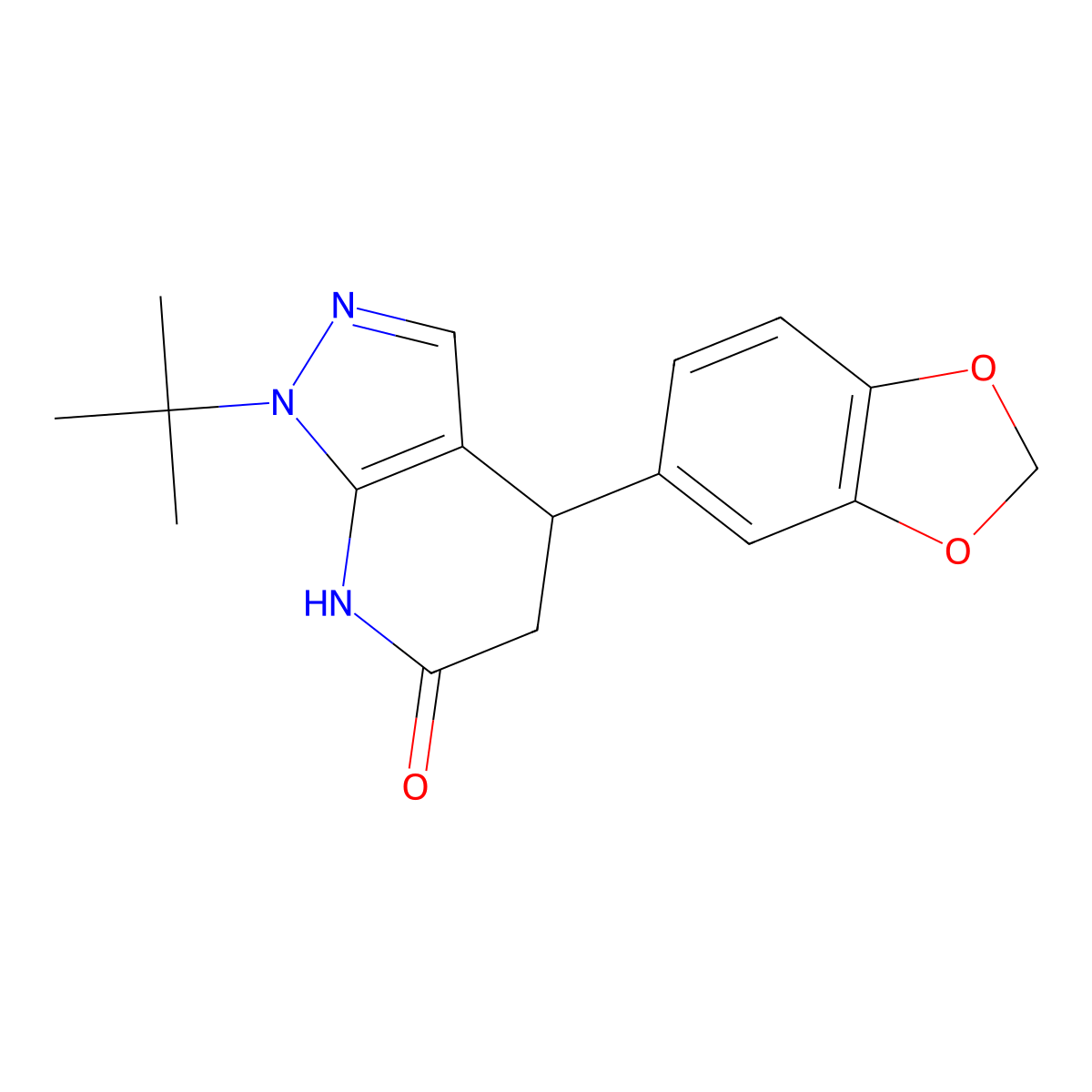 4-(benzo[d][1,3]dioxol-5-yl)-1-(tert-butyl)-4,5-dihydro-1H-pyrazolo[3,4-b]pyridin-6(7H)-one molecular structure, CAS 1246060-53-6