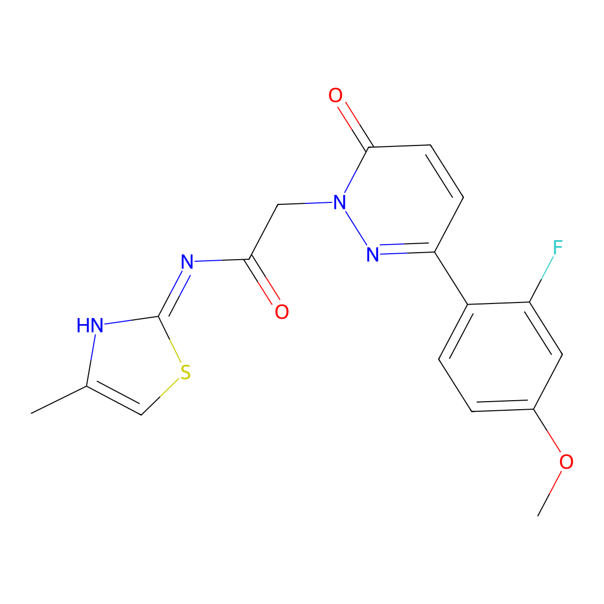 2-[3-(2-fluoro-4-methoxyphenyl)-6-oxopyridazin-1(6H)-yl]-N-[(2Z)-4-methyl-1,3-thiazol-2(3H)-ylidene]acetamide molecular structure, CAS 1246060-89-8