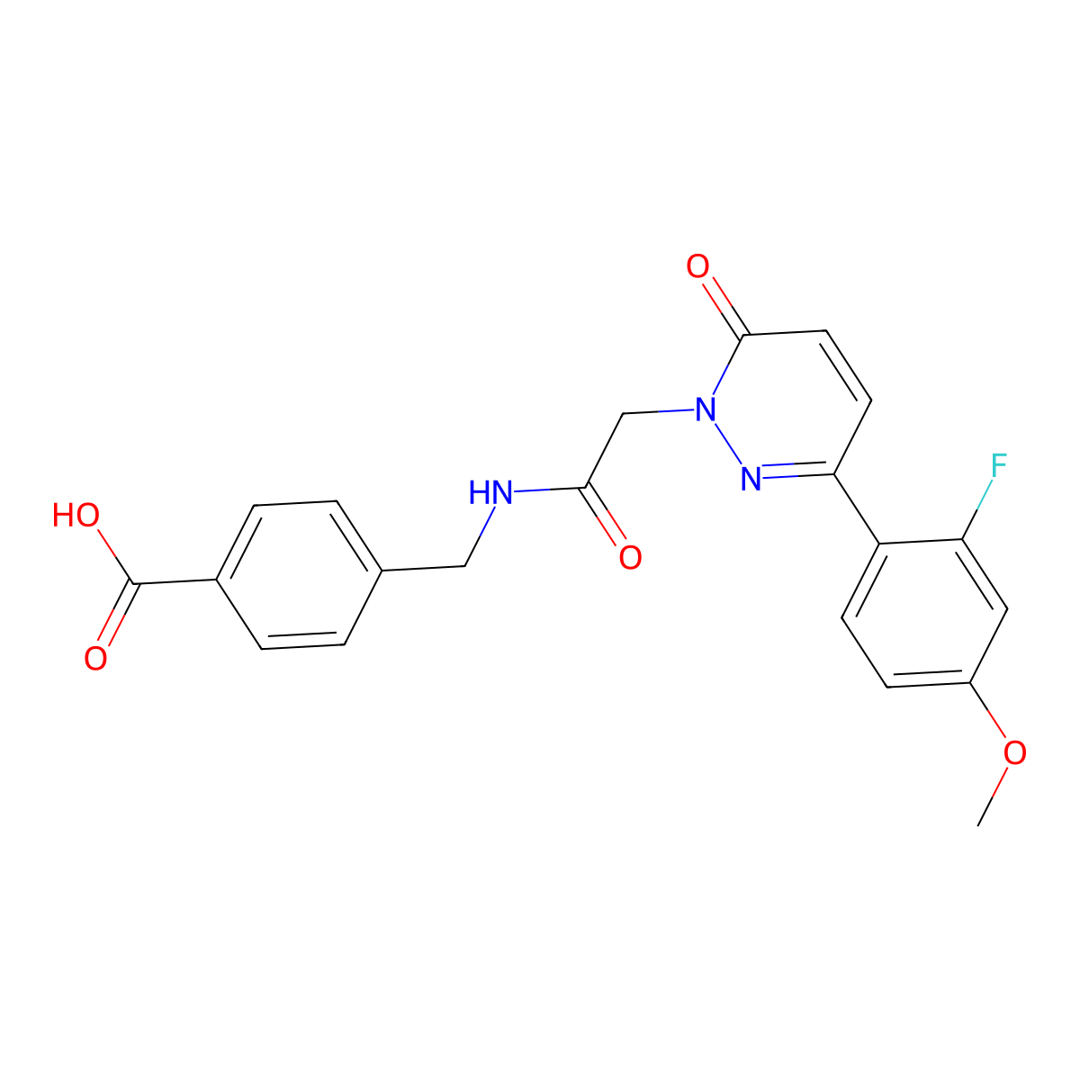 4-[({[3-(2-fluoro-4-methoxyphenyl)-6-oxopyridazin-1(6H)-yl]acetyl}amino)methyl]benzoic acid molecular structure, CAS 1246060-97-8