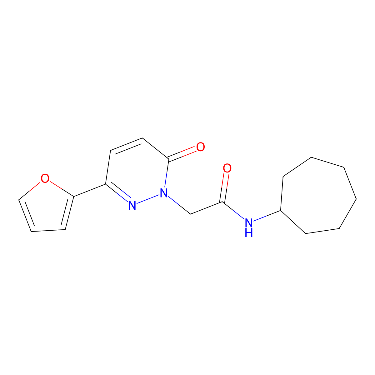 N-cycloheptyl-2-(3-(furan-2-yl)-6-oxopyridazin-1(6H)-yl)acetamide molecular structure, CAS 1246061-74-4