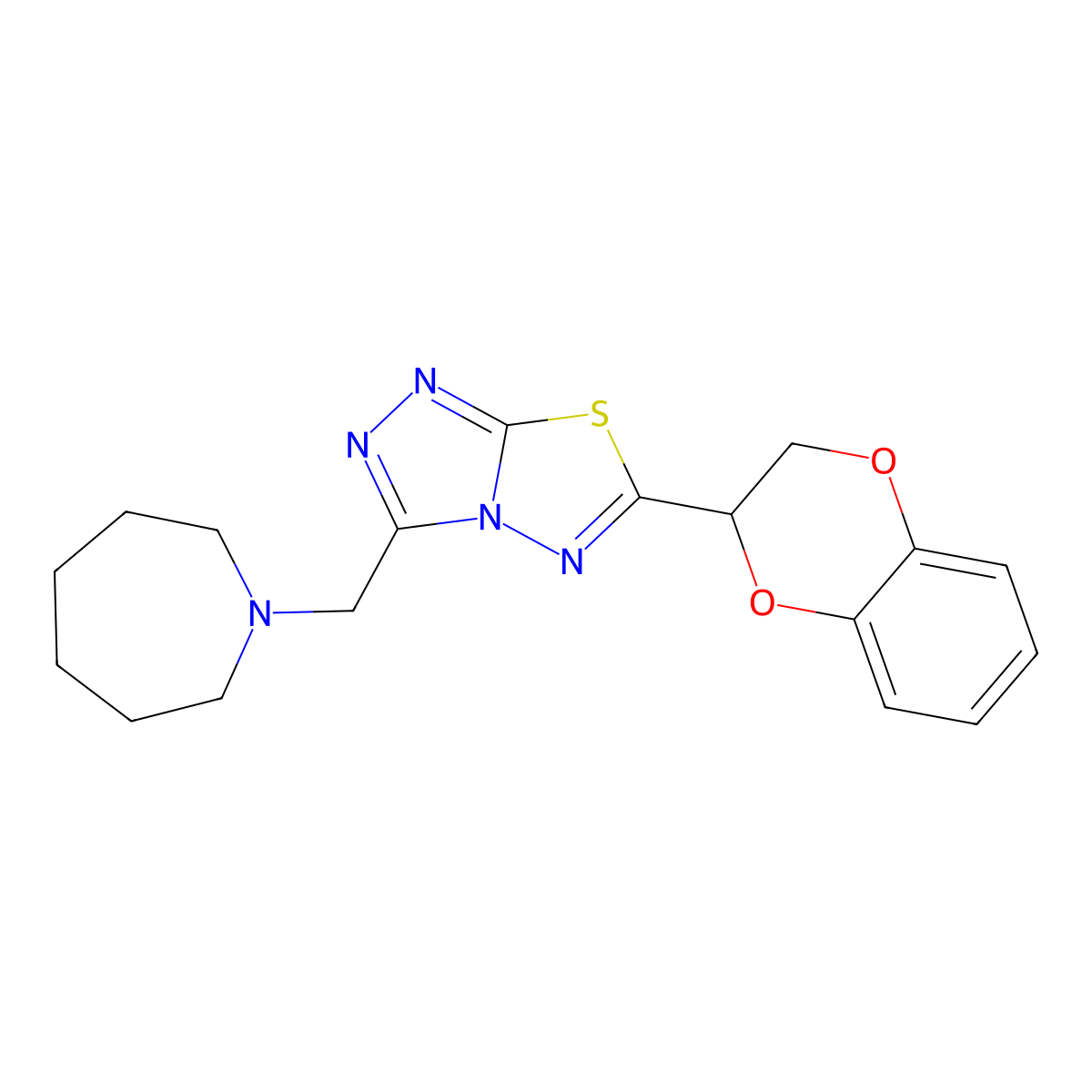 3-(Azepan-1-ylmethyl)-6-(2,3-dihydro-1,4-benzodioxin-2-yl)[1,2,4]triazolo[3,4-b][1,3,4]thiadiazole molecular structure, CAS 1246062-02-1