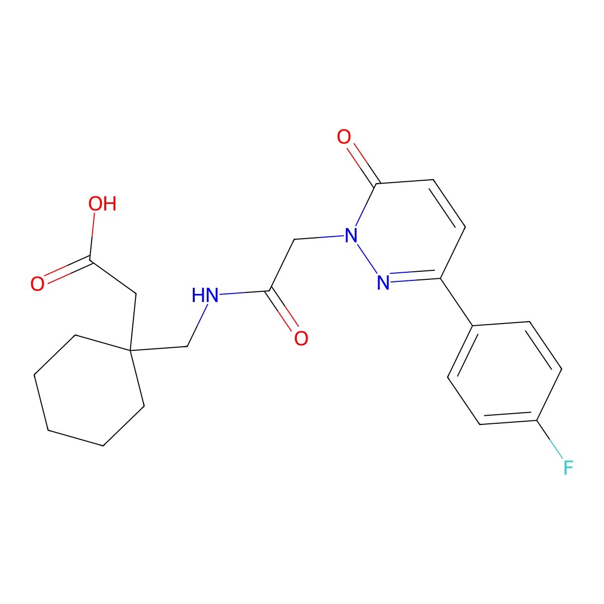 {1-[({[3-(4-fluorophenyl)-6-oxopyridazin-1(6H)-yl]acetyl}amino)methyl]cyclohexyl}acetic acid molecular structure, CAS 1246062-25-8