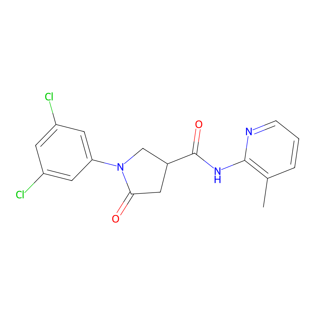 1-(3,5-dichlorophenyl)-N-(3-methylpyridin-2-yl)-5-oxopyrrolidine-3-carboxamide molecular structure, CAS 1246062-28-1