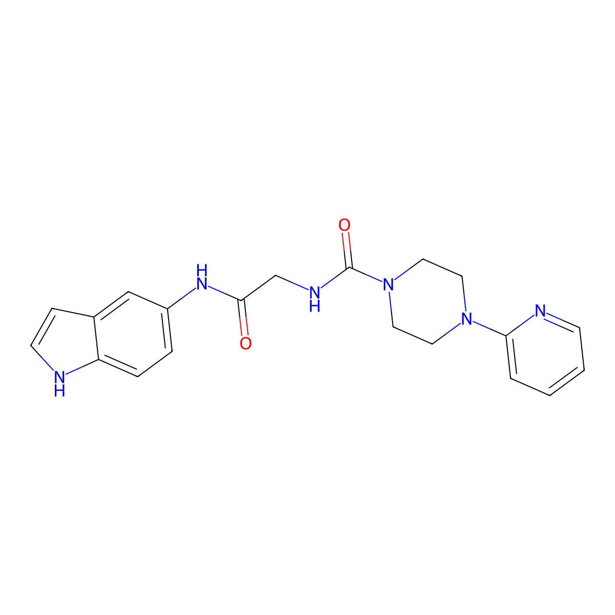 N-[2-(1H-indol-5-ylamino)-2-oxoethyl]-4-(pyridin-2-yl)piperazine-1-carboxamide molecular structure, CAS 1246062-33-8