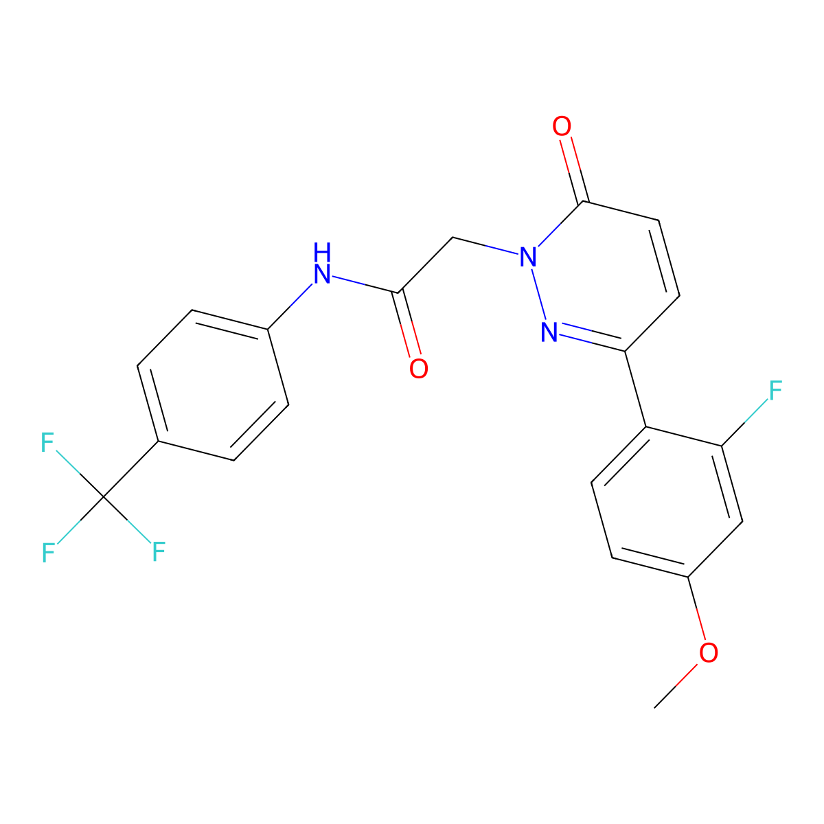 2-(3-(2-fluoro-4-methoxyphenyl)-6-oxopyridazin-1(6H)-yl)-N-(4-(trifluoromethyl)phenyl)acetamide molecular structure, CAS 1246062-39-4
