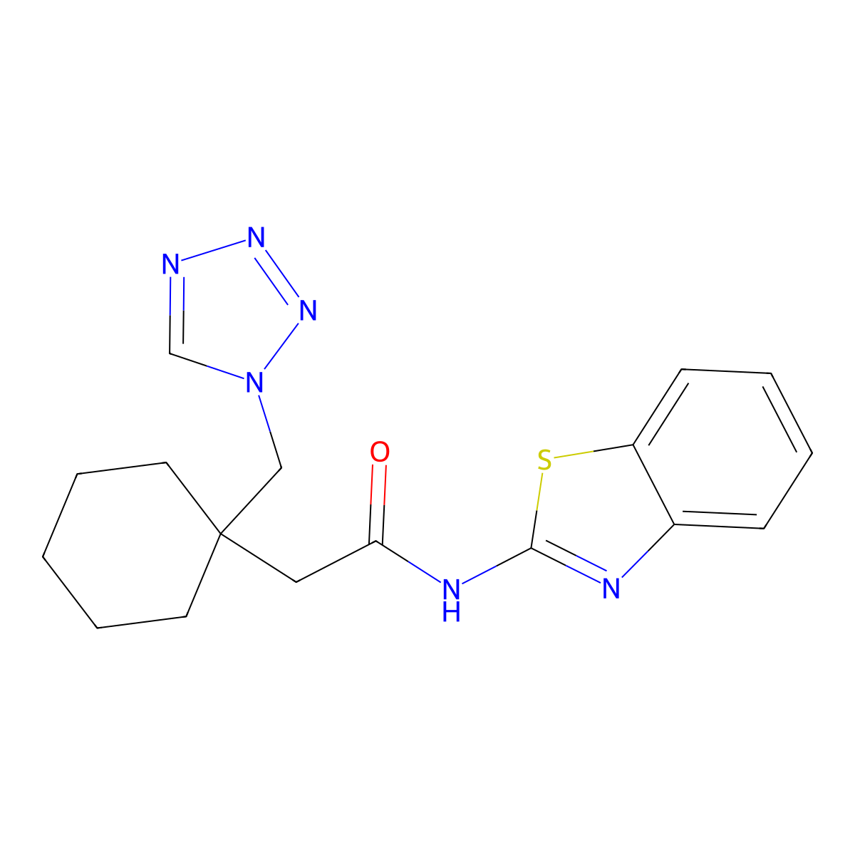 N-[(2Z)-1,3-benzothiazol-2(3H)-ylidene]-2-[1-(1H-tetrazol-1-ylmethyl)cyclohexyl]acetamide molecular structure, CAS 1246062-56-5