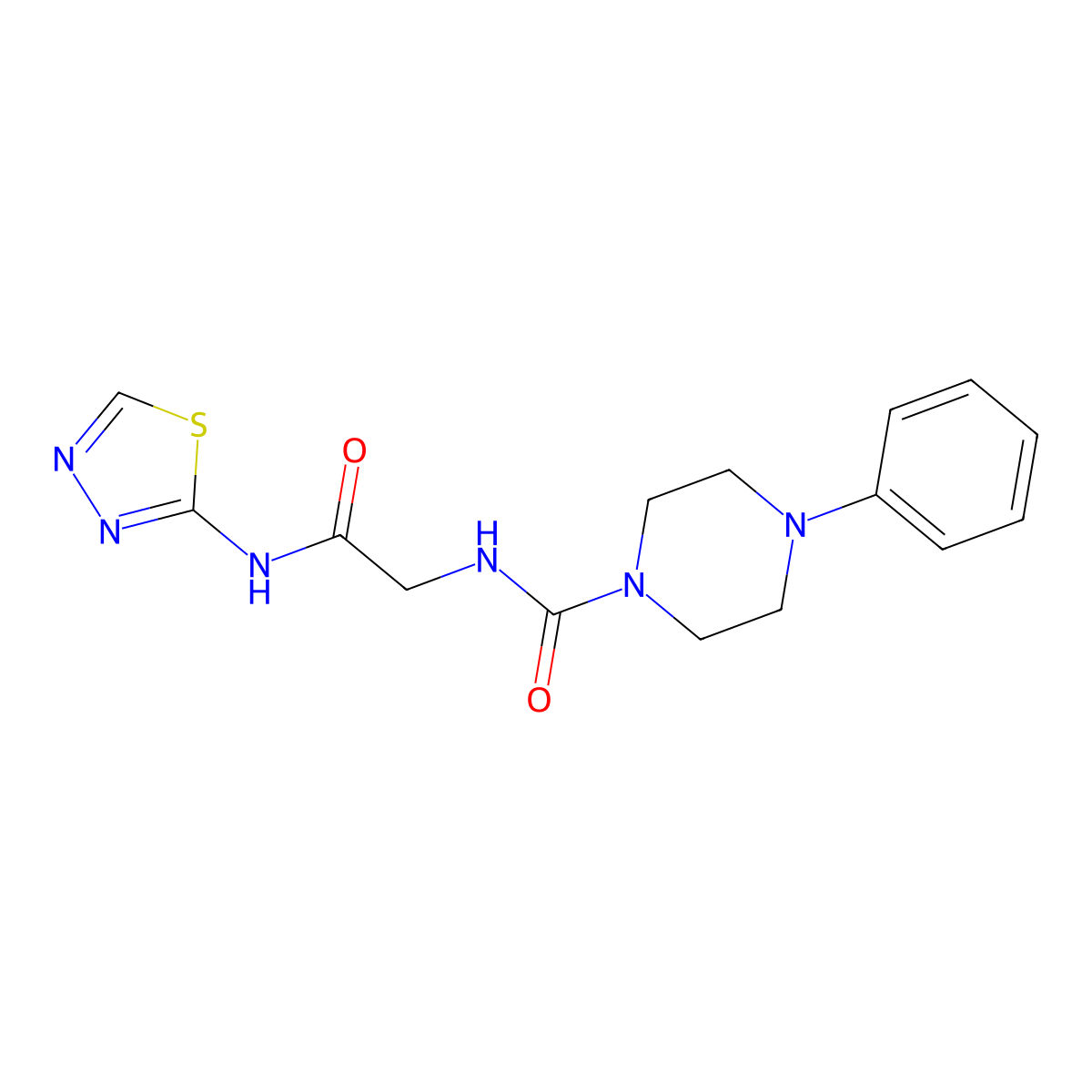 N-{2-oxo-2-[(2Z)-1,3,4-thiadiazol-2(3H)-ylideneamino]ethyl}-4-phenylpiperazine-1-carboxamide molecular structure, CAS 1246062-58-7