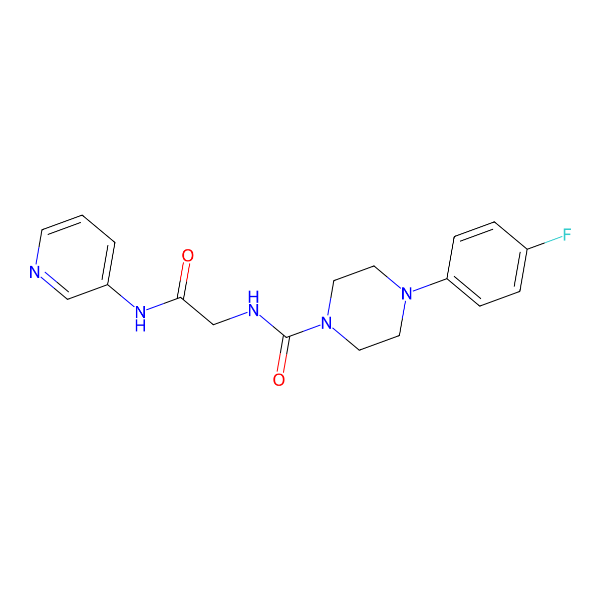4-(4-fluorophenyl)-N-(2-oxo-2-(pyridin-3-ylamino)ethyl)piperazine-1-carboxamide molecular structure, CAS 1246063-16-0