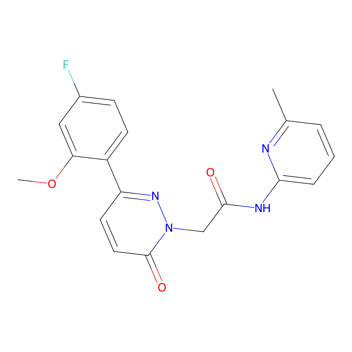 2-[3-(4-fluoro-2-methoxyphenyl)-6-oxopyridazin-1(6H)-yl]-N-(6-methylpyridin-2-yl)acetamide molecular structure, CAS 1246063-34-2
