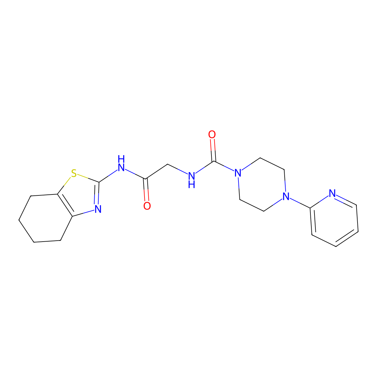 N-{2-oxo-2-[(2Z)-4,5,6,7-tetrahydro-1,3-benzothiazol-2(3H)-ylideneamino]ethyl}-4-(pyridin-2-yl)piperazine-1-carboxamide molecular structure, CAS 1246063-46-6