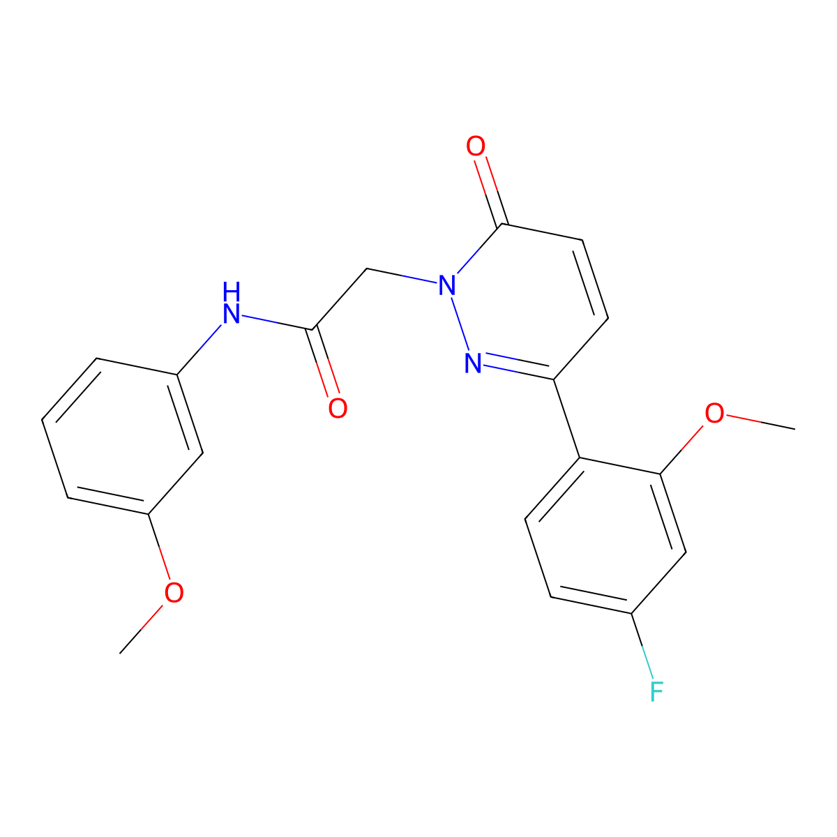 2-(3-(4-fluoro-2-methoxyphenyl)-6-oxopyridazin-1(6H)-yl)-N-(3-methoxyphenyl)acetamide molecular structure, CAS 1246063-61-5