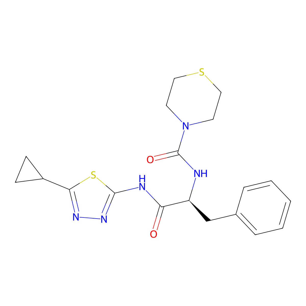 (S)-N-(1-((5-Cyclopropyl-1,3,4-thiadiazol-2-yl)amino)-1-oxo-3-phenylpropan-2-yl)thiomorpholine-4-carboxamide molecular structure, CAS 1246063-99-9