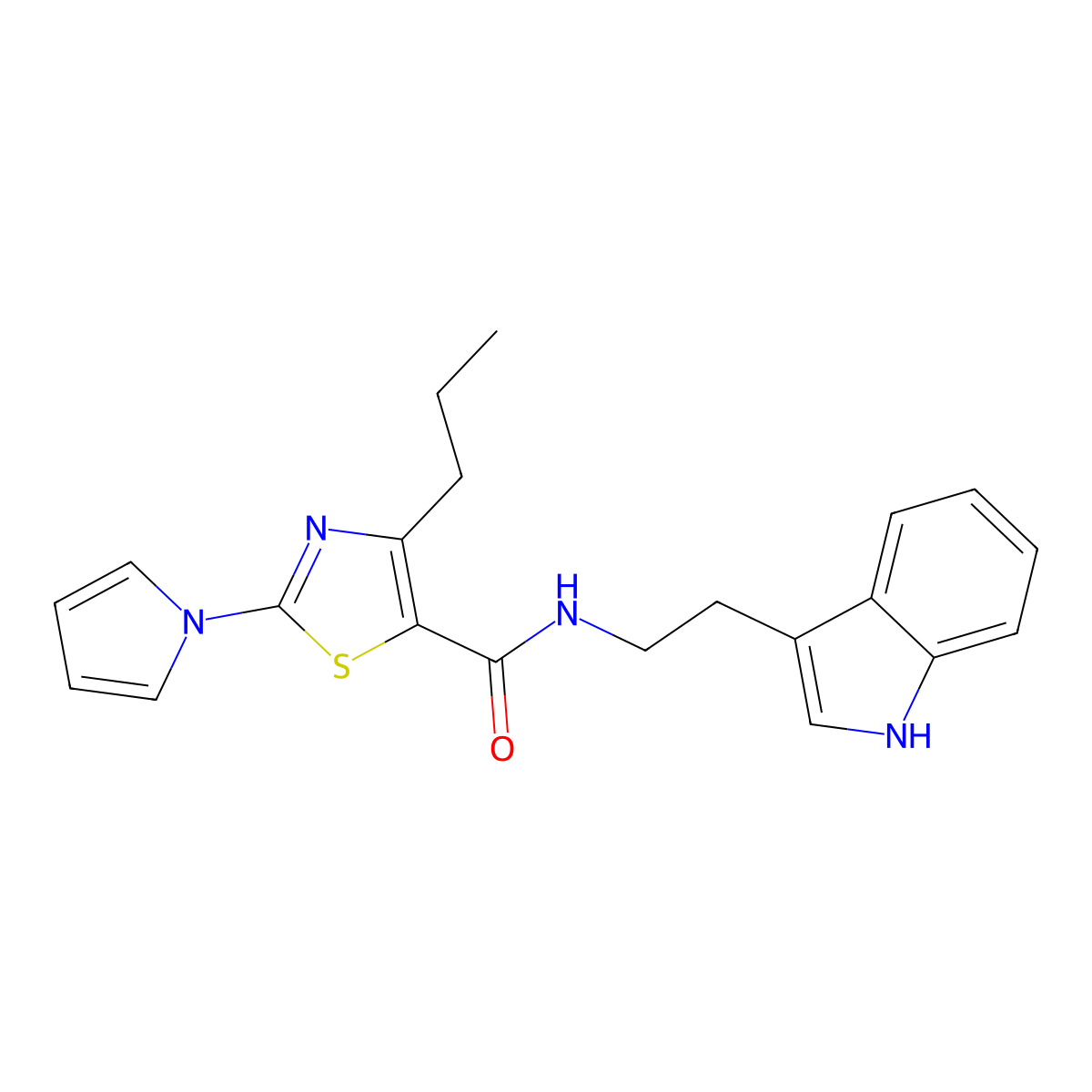 N-[2-(1H-indol-3-yl)ethyl]-4-propyl-2-(1H-pyrrol-1-yl)-1,3-thiazole-5-carboxamide molecular structure, CAS 1246064-06-1