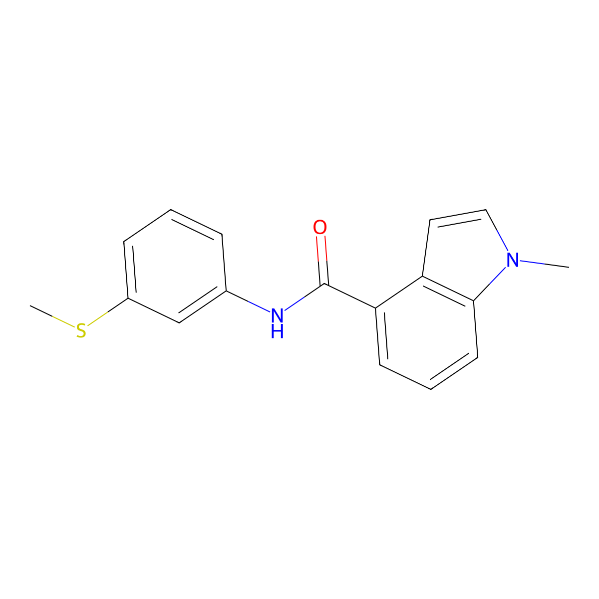 1-methyl-N-[3-(methylsulfanyl)phenyl]-1H-indole-4-carboxamide molecular structure, CAS 1246064-20-9