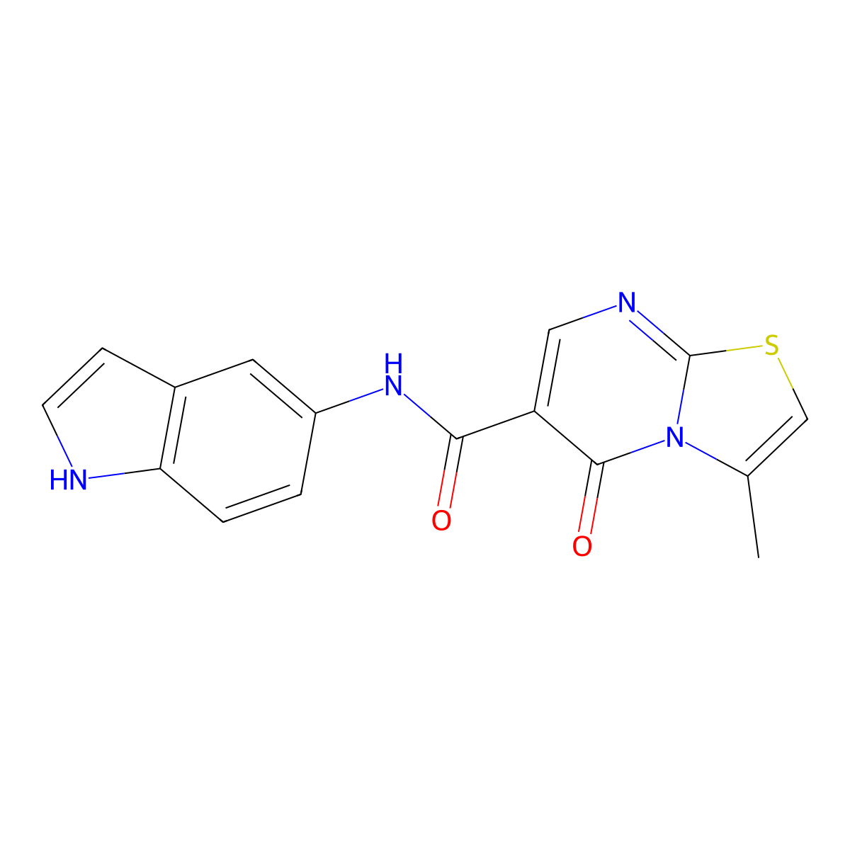 N-(1H-indol-5-yl)-3-methyl-5-oxo-5H-[1,3]thiazolo[3,2-a]pyrimidine-6-carboxamide molecular structure, CAS 1246064-29-8