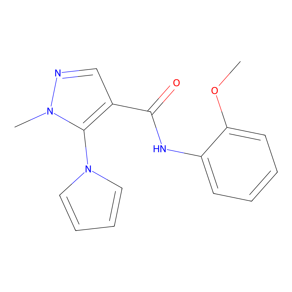 N-(2-methoxyphenyl)-1-methyl-5-(1H-pyrrol-1-yl)-1H-pyrazole-4-carboxamide molecular structure, CAS 1246064-36-7