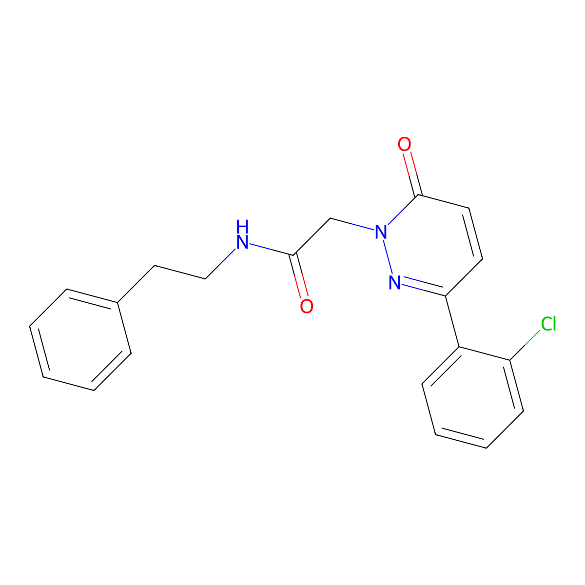 2-[3-(2-chlorophenyl)-6-oxo-1(6H)-pyridazinyl]-N~1~-phenethylacetamide molecular structure, CAS 1246064-41-4