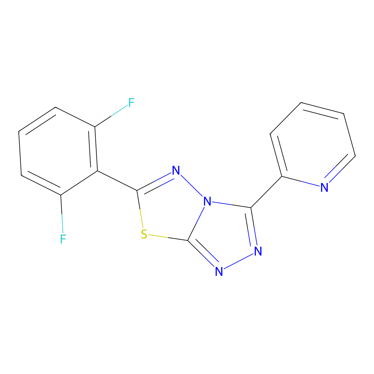 2-[6-(2,6-Difluorophenyl)-[1,2,4]Triazolo[3,4-b][1,3,4]thiadiazol-3-yl]pyridine molecular structure, CAS 1246064-57-2