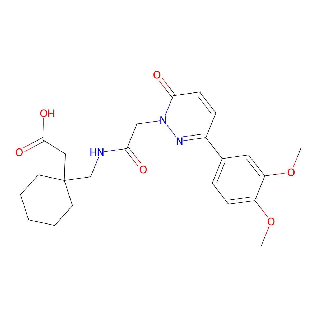 {1-[({[3-(3,4-dimethoxyphenyl)-6-oxopyridazin-1(6H)-yl]acetyl}amino)methyl]cyclohexyl}acetic acid molecular structure, CAS 1246064-70-9