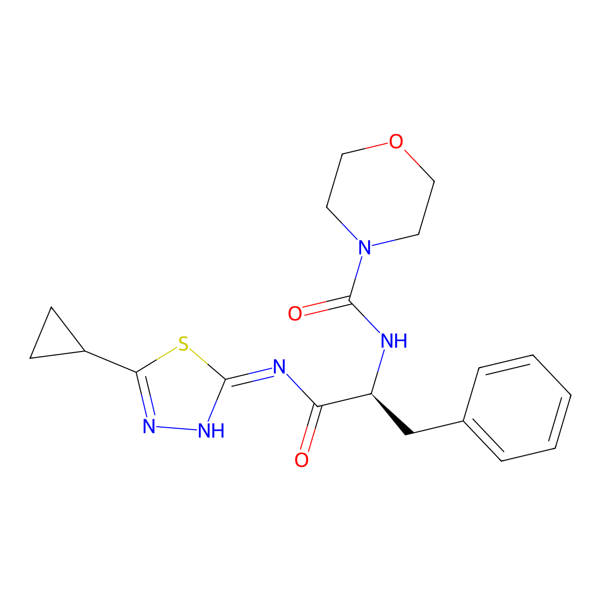 (S)-N-(1-((5-Cyclopropyl-1,3,4-thiadiazol-2-yl)amino)-1-oxo-3-phenylpropan-2-yl)morpholine-4-carboxamide molecular structure, CAS 1246064-74-3