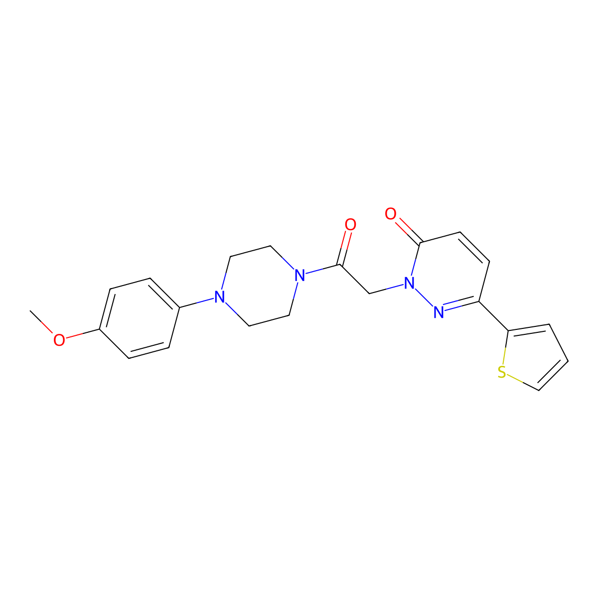 2-{2-[4-(4-methoxyphenyl)piperazino]-2-oxoethyl}-6-(2-thienyl)-3(2H)-pyridazinone molecular structure, CAS 1246064-75-4