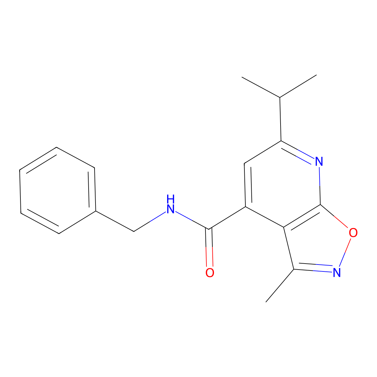 N-benzyl-3-methyl-6-(propan-2-yl)[1,2]oxazolo[5,4-b]pyridine-4-carboxamide molecular structure, CAS 1246064-88-9