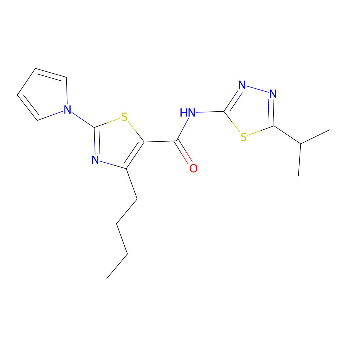 4-butyl-N-[(2Z)-5-(propan-2-yl)-1,3,4-thiadiazol-2(3H)-ylidene]-2-(1H-pyrrol-1-yl)-1,3-thiazole-5-carboxamide molecular structure, CAS 1246066-89-6