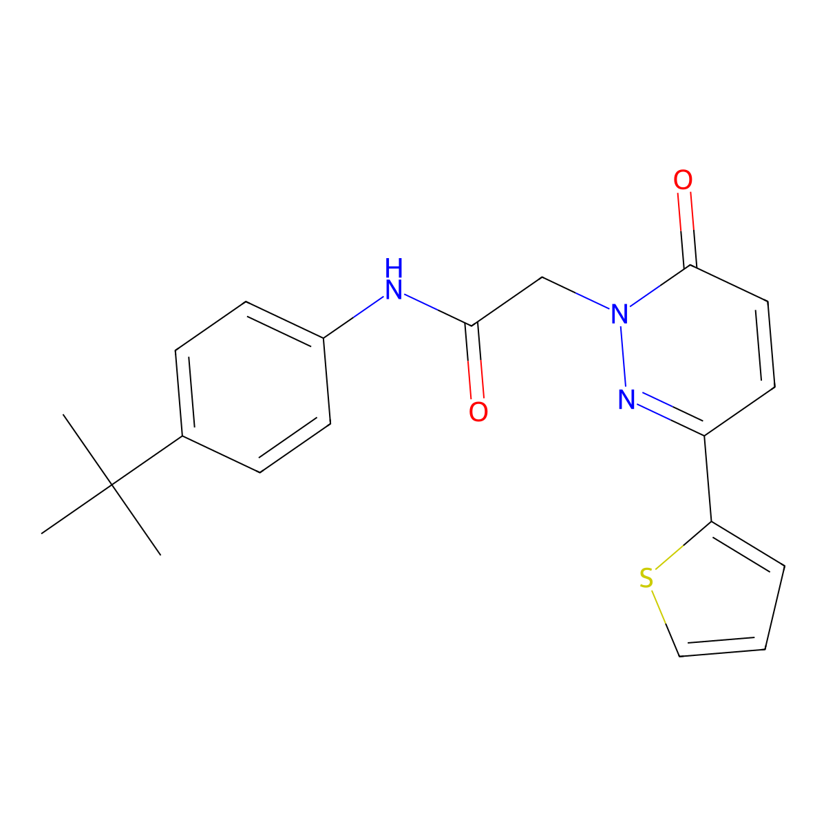 N-(4-tert-butylphenyl)-2-[6-oxo-3-(thiophen-2-yl)pyridazin-1(6H)-yl]acetamide molecular structure, CAS 1246066-97-6