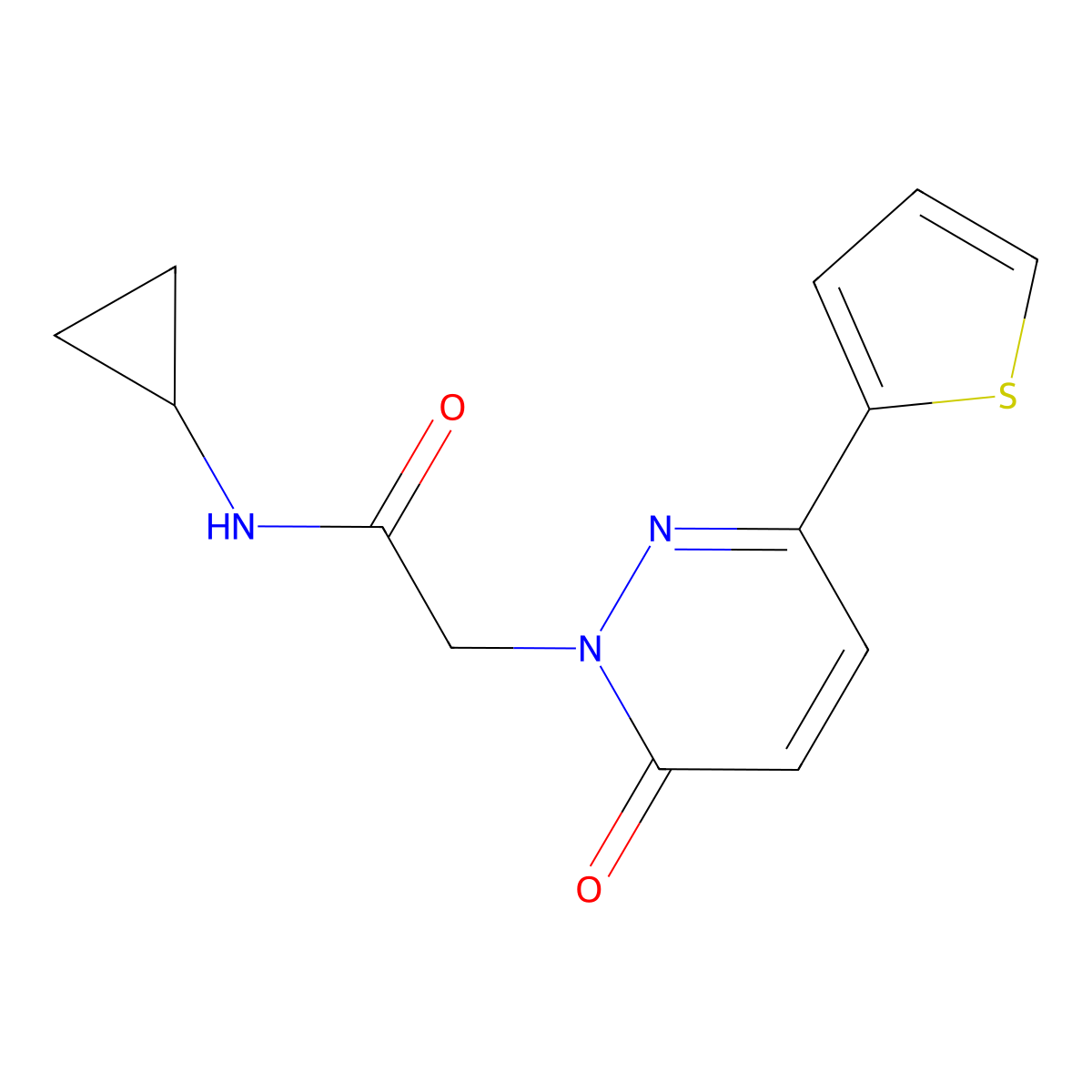 N-cyclopropyl-2-[6-oxo-3-(2-thienyl)-1(6H)-pyridazinyl]acetamide molecular structure, CAS 1246067-02-6