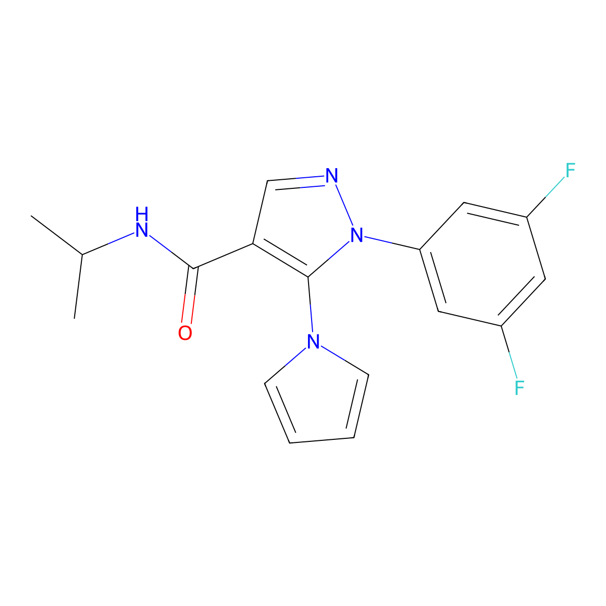 1-(3,5-difluorophenyl)-N-(propan-2-yl)-5-(1H-pyrrol-1-yl)-1H-pyrazole-4-carboxamide molecular structure, CAS 1246067-69-5