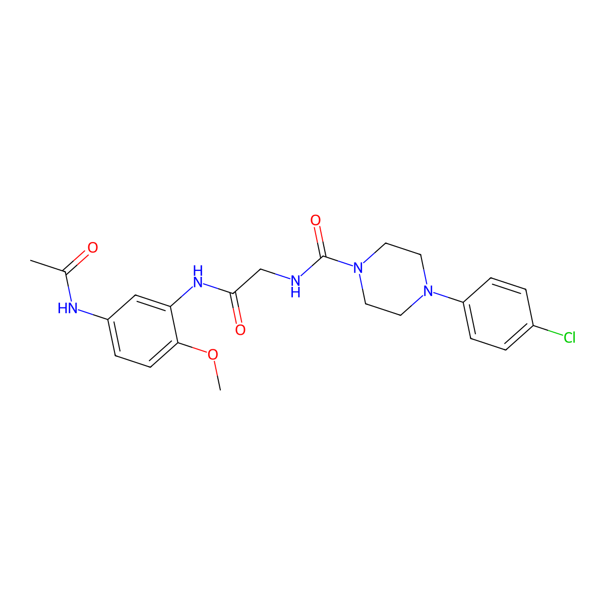 N-(2-{[5-(acetylamino)-2-methoxyphenyl]amino}-2-oxoethyl)-4-(4-chlorophenyl)piperazine-1-carboxamide molecular structure, CAS 1246068-08-5