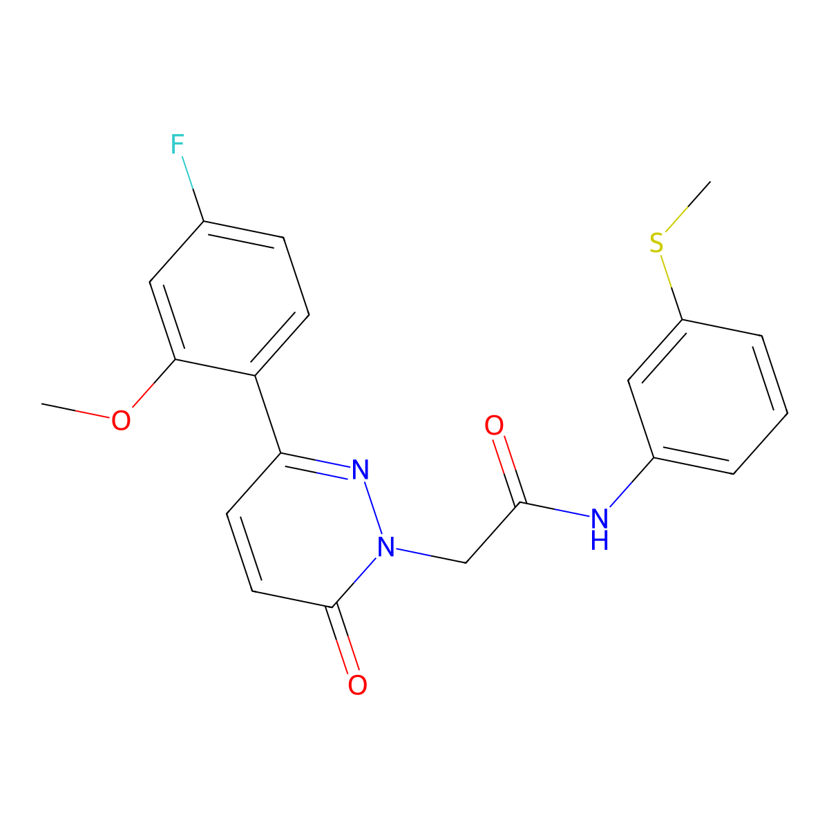2-[3-(4-fluoro-2-methoxyphenyl)-6-oxopyridazin-1(6H)-yl]-N-[3-(methylsulfanyl)phenyl]acetamide molecular structure, CAS 1246068-27-8