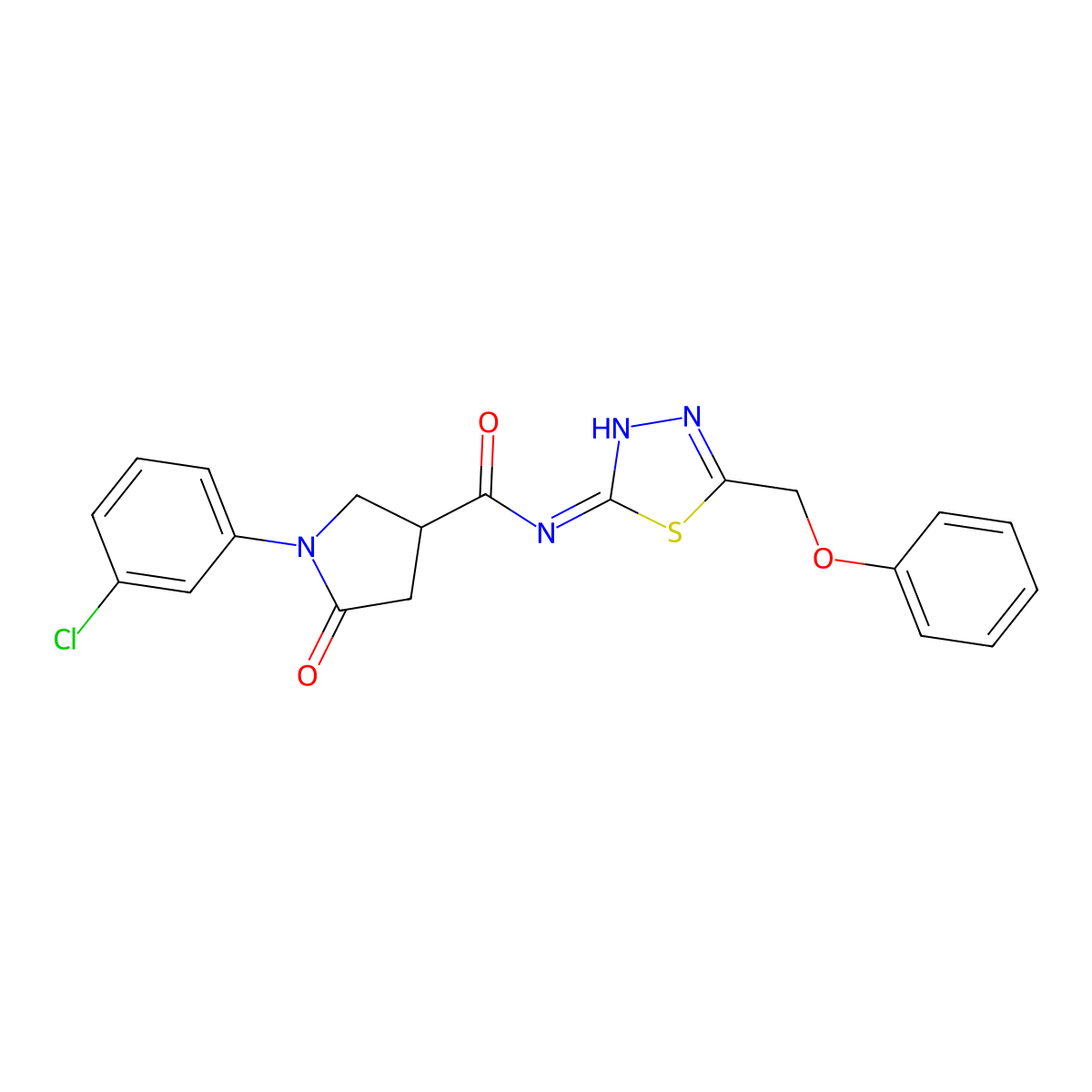 1-(3-chlorophenyl)-5-oxo-N-[(2E)-5-(phenoxymethyl)-1,3,4-thiadiazol-2(3H)-ylidene]pyrrolidine-3-carboxamide molecular structure, CAS 1246068-37-0