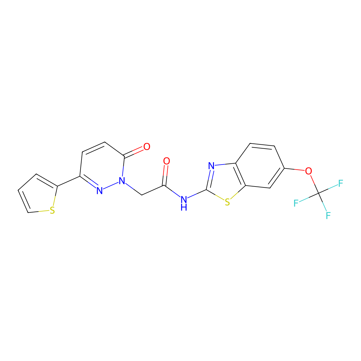 2-[6-oxo-3-(thiophen-2-yl)pyridazin-1(6H)-yl]-N-[(2Z)-6-(trifluoromethoxy)-1,3-benzothiazol-2(3H)-ylidene]acetamide molecular structure, CAS 1246068-61-0